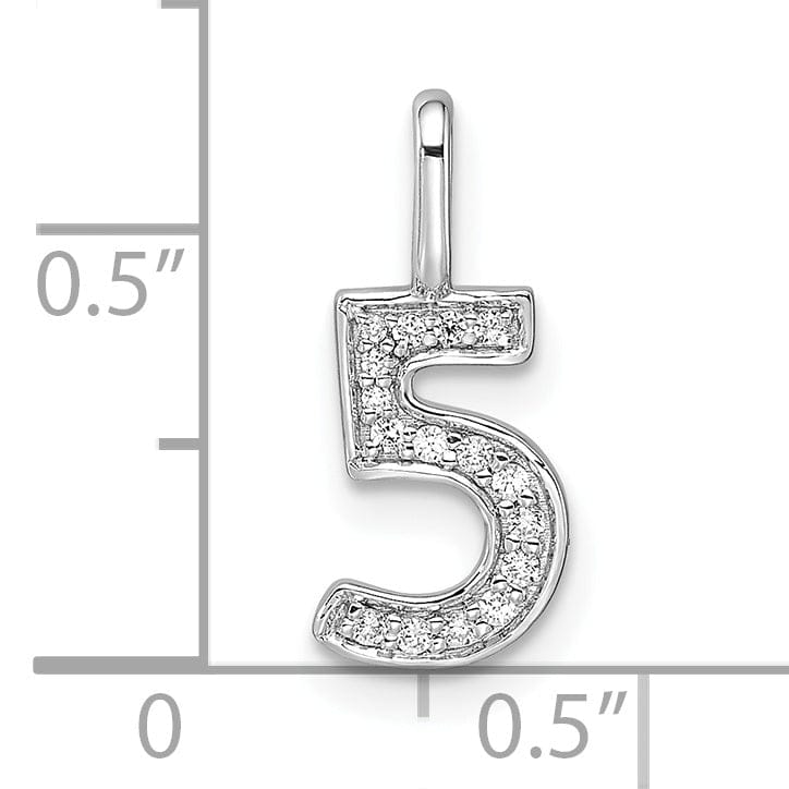Lovely Rita's Pendants & Charms 14k White Gold Polished Finish with Diamonds Womens Number 5 Charm Pendant