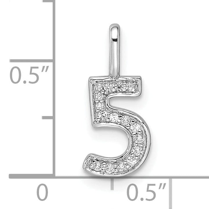 Lovely Rita's Pendants & Charms 14k White Gold Polished Finish with Diamonds Womens Number 5 Charm Pendant