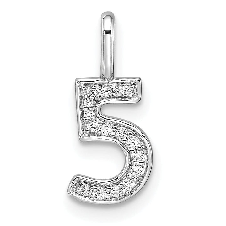 Lovely Rita's Pendants & Charms 14k White Gold Polished Finish with Diamonds Womens Number 5 Charm Pendant