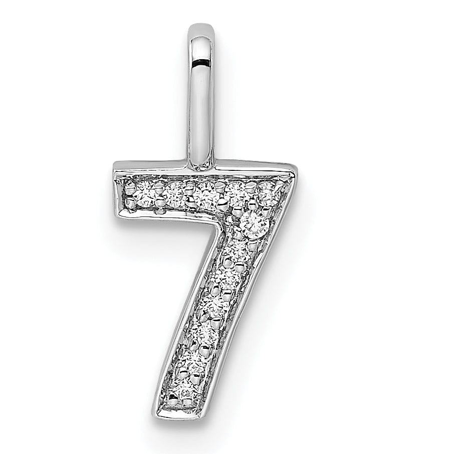 Lovely Rita's Pendants & Charms 14k White Gold Polished Finish with Diamonds Womens Number 7 Charm Pendant
