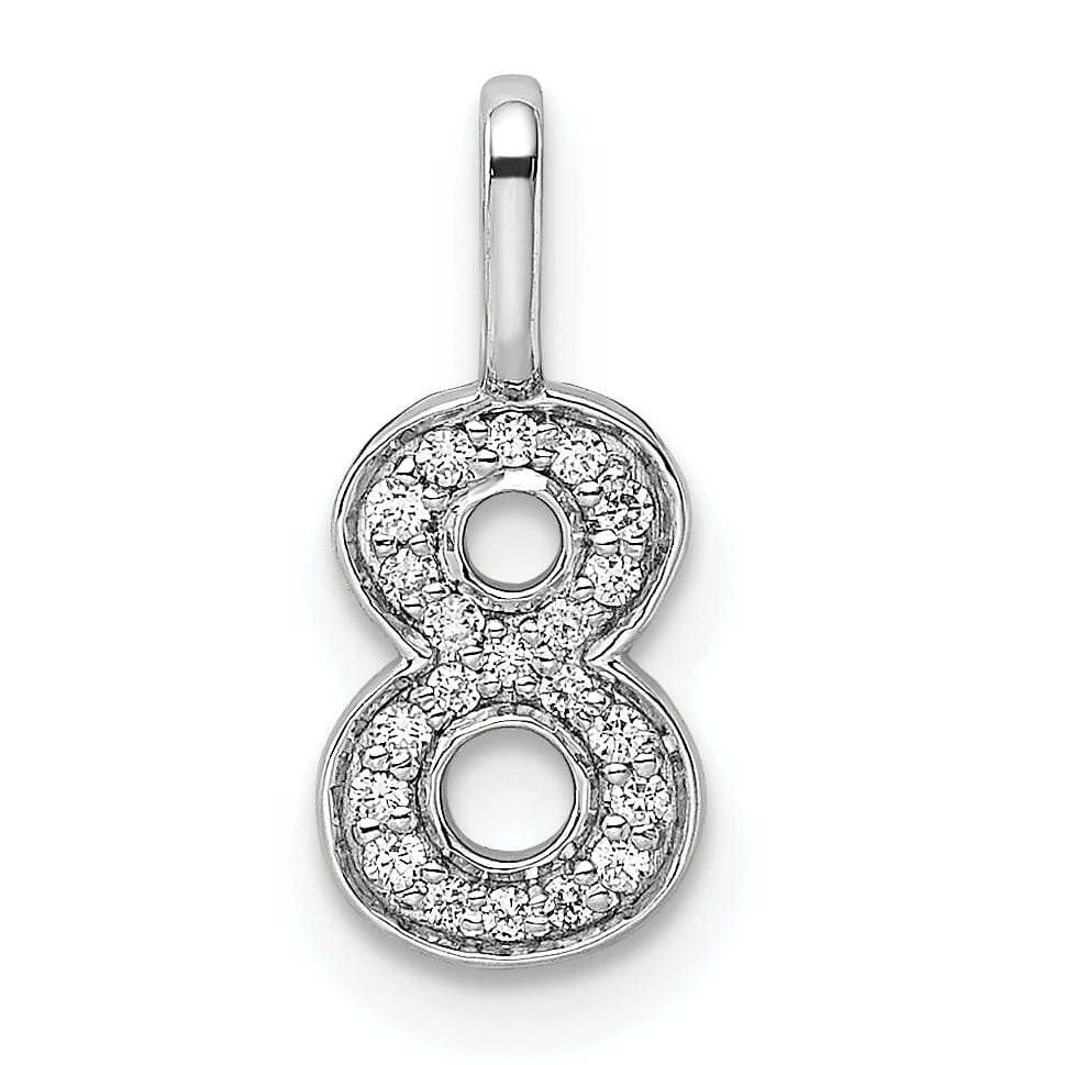 Lovely Rita's Pendants & Charms 14k White Gold Polished Finish with Diamonds Womens Number 8 Charm Pendant