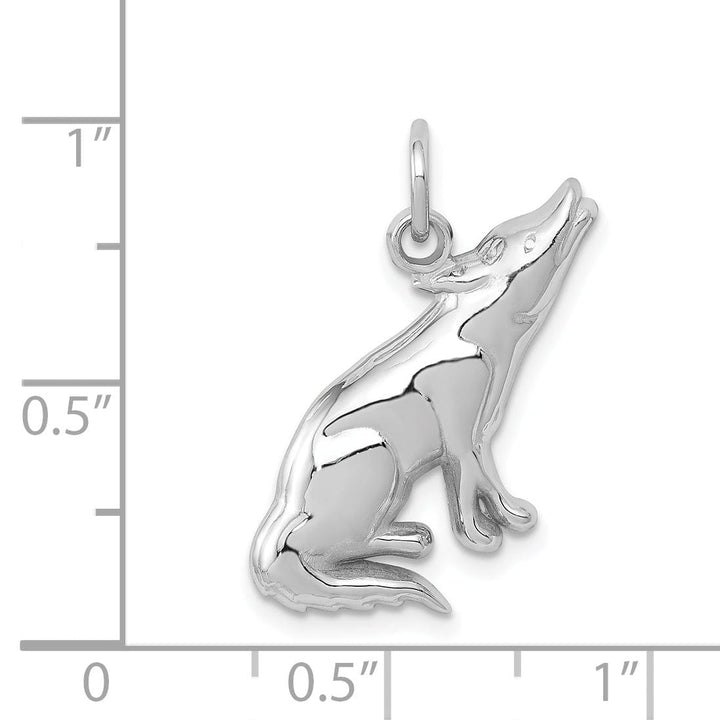 Lovely Rita's Pendants & Charms 14k White Gold Polished Finish Wolf Howling Design Charm Pendant