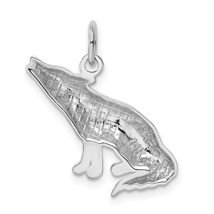 Lovely Rita's Pendants & Charms 14k White Gold Polished Finish Wolf Howling Design Charm Pendant