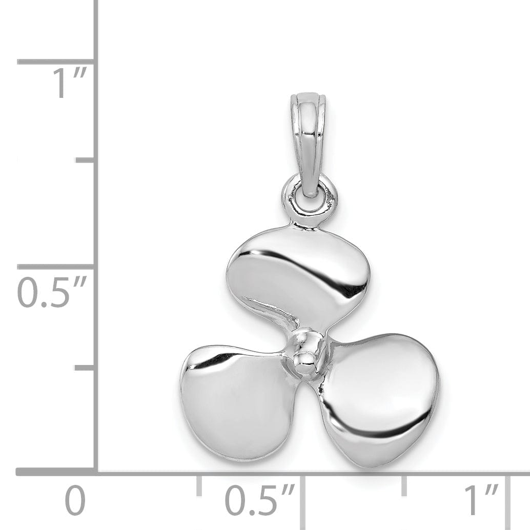 Lovely Rita's Pendants & Charms 14K White Gold Polished Finished 3-D Solid Boat Propeller Charm