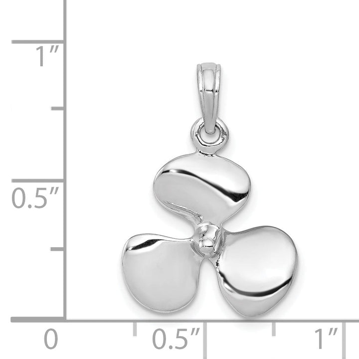 Lovely Rita's Pendants & Charms 14K White Gold Polished Finished 3-D Solid Boat Propeller Charm
