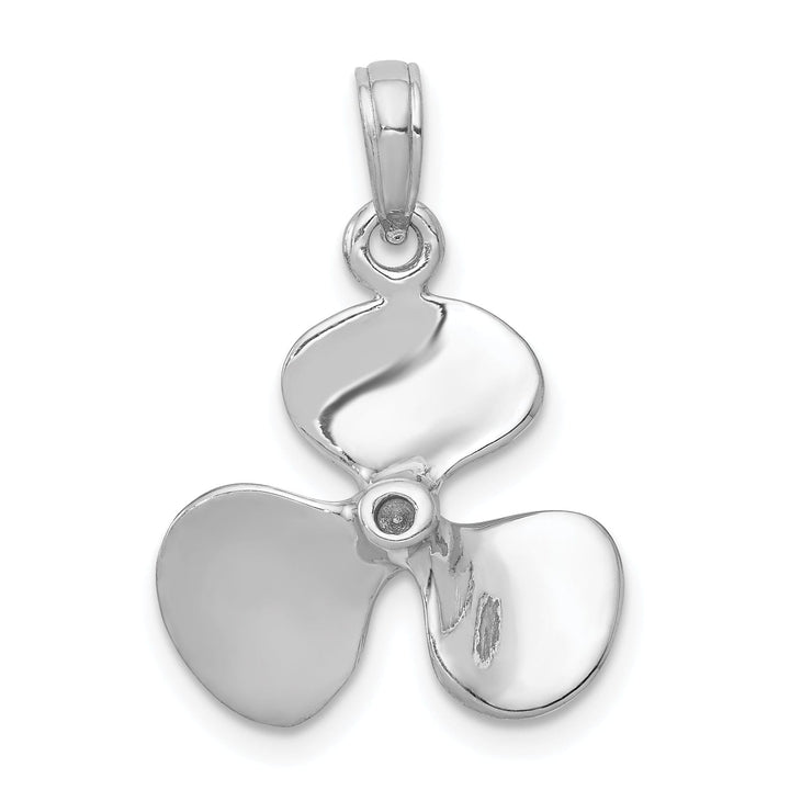 Lovely Rita's Pendants & Charms 14K White Gold Polished Finished 3-D Solid Boat Propeller Charm
