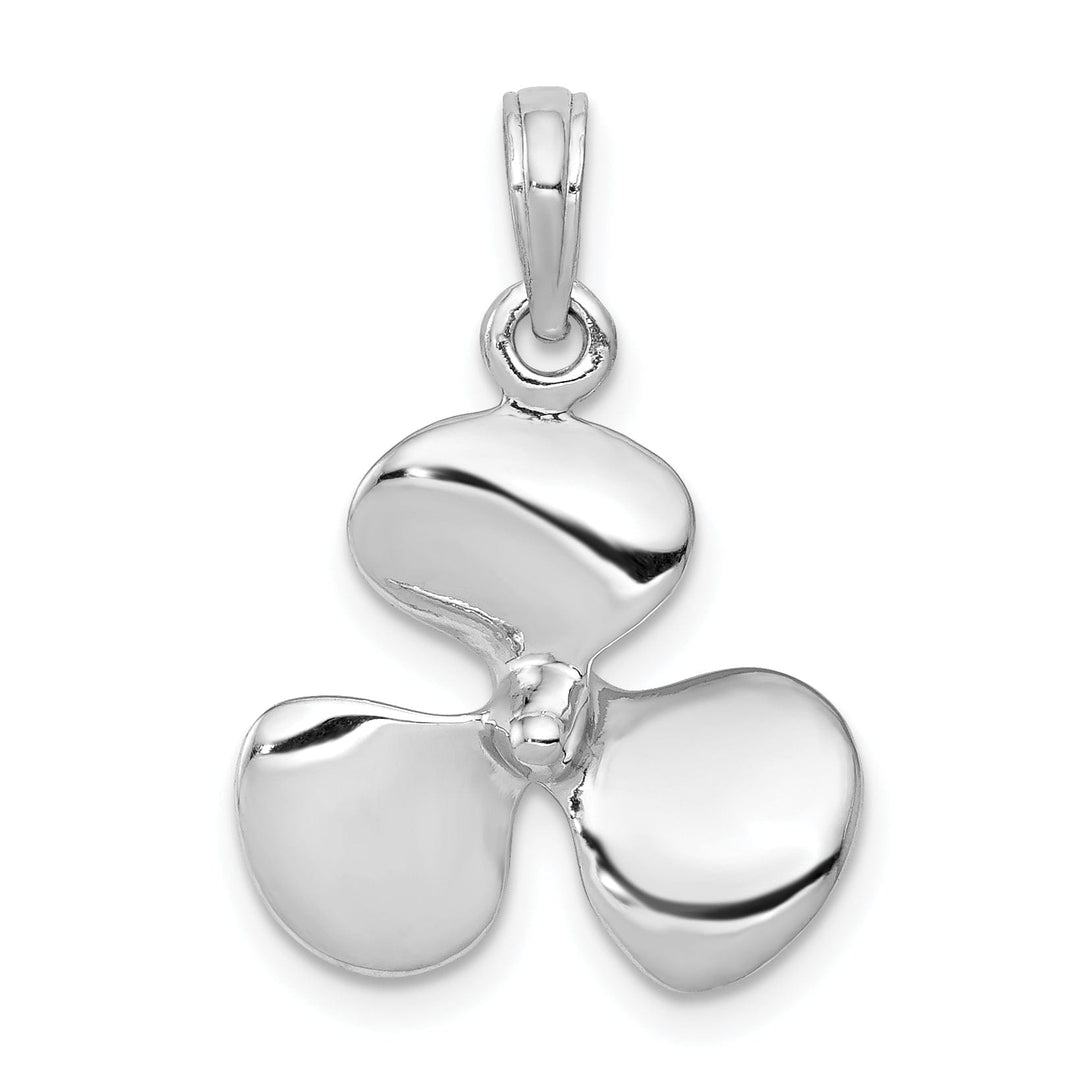 Lovely Rita's Pendants & Charms 14K White Gold Polished Finished 3-D Solid Boat Propeller Charm
