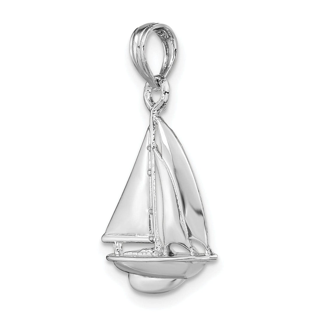 Lovely Rita's Pendants & Charms 14K White Gold Polished Finished 3-Dimensional Sailboat Charm Pendant