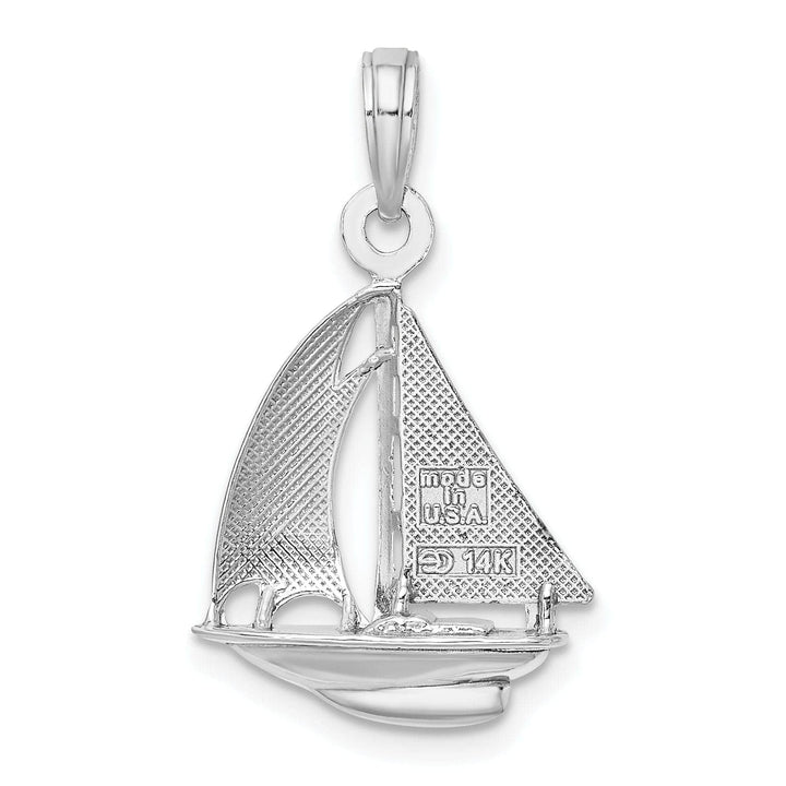 Lovely Rita's Pendants & Charms 14K White Gold Polished Finished 3-Dimensional Sailboat Charm Pendant