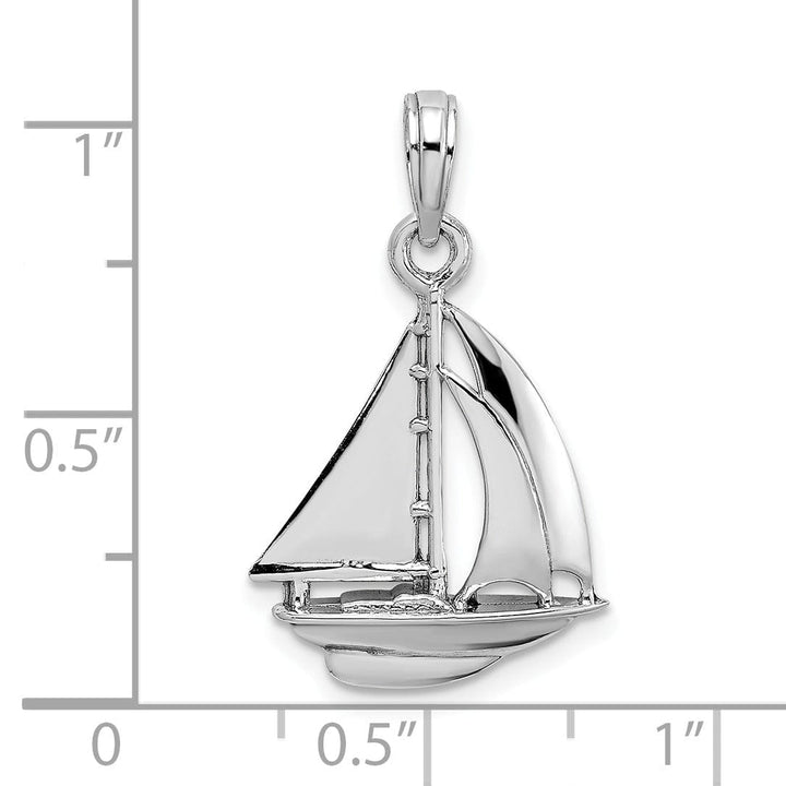 Lovely Rita's Pendants & Charms 14K White Gold Polished Finished 3-Dimensional Sailboat Charm Pendant
