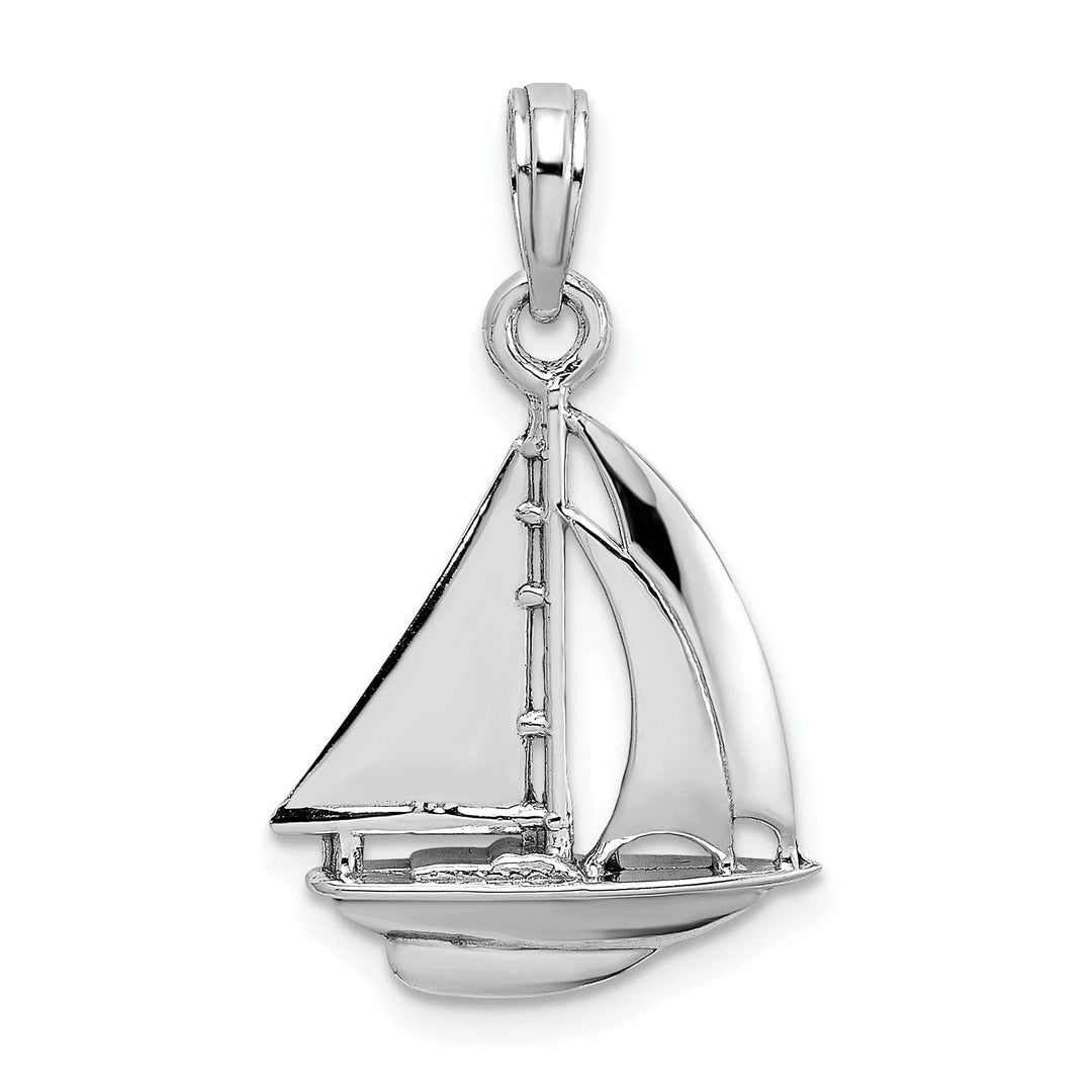 Lovely Rita's Pendants & Charms 14K White Gold Polished Finished 3-Dimensional Sailboat Charm Pendant