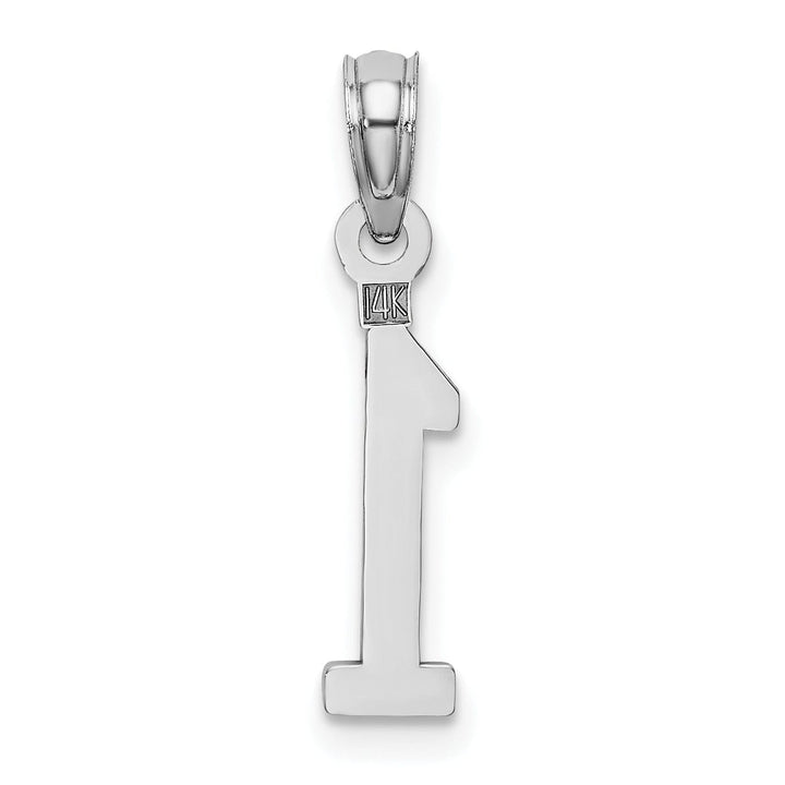 Lovely Rita's Pendants & Charms 14K White Gold Polished Finished Block Design Number 1 Charm Pendant