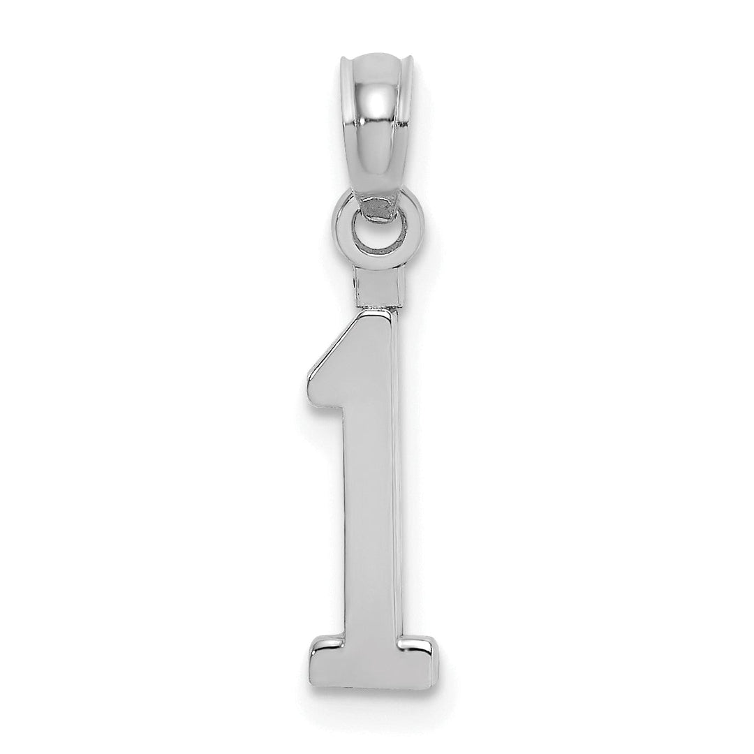 Lovely Rita's Pendants & Charms 14K White Gold Polished Finished Block Design Number 1 Charm Pendant