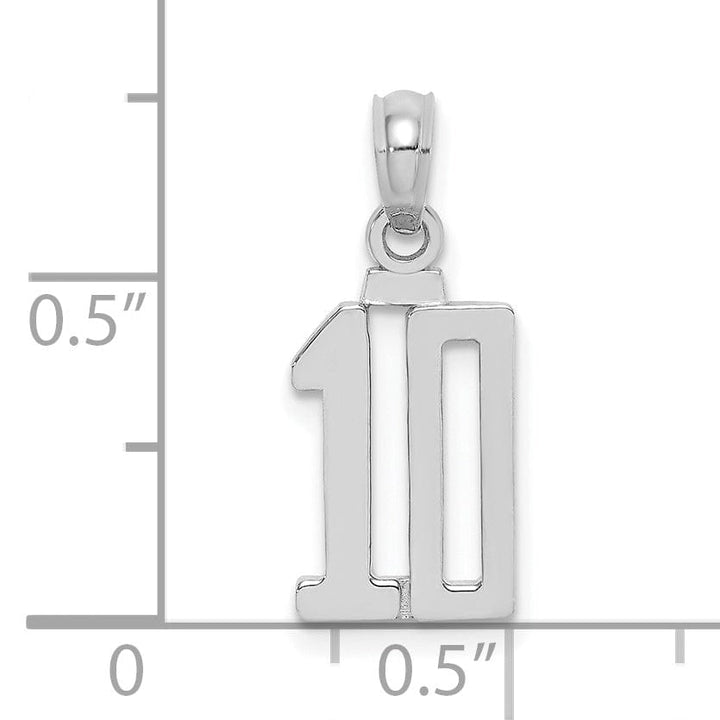Lovely Rita's Pendants & Charms 14K White Gold Polished Finished Block Script Design Number 10 Charm Pendant