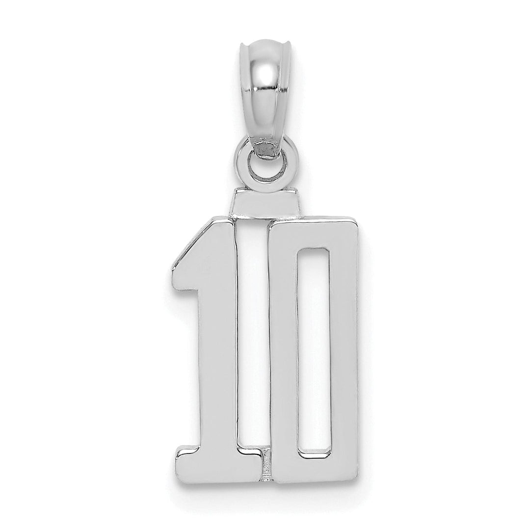 Lovely Rita's Pendants & Charms 14K White Gold Polished Finished Block Script Design Number 10 Charm Pendant