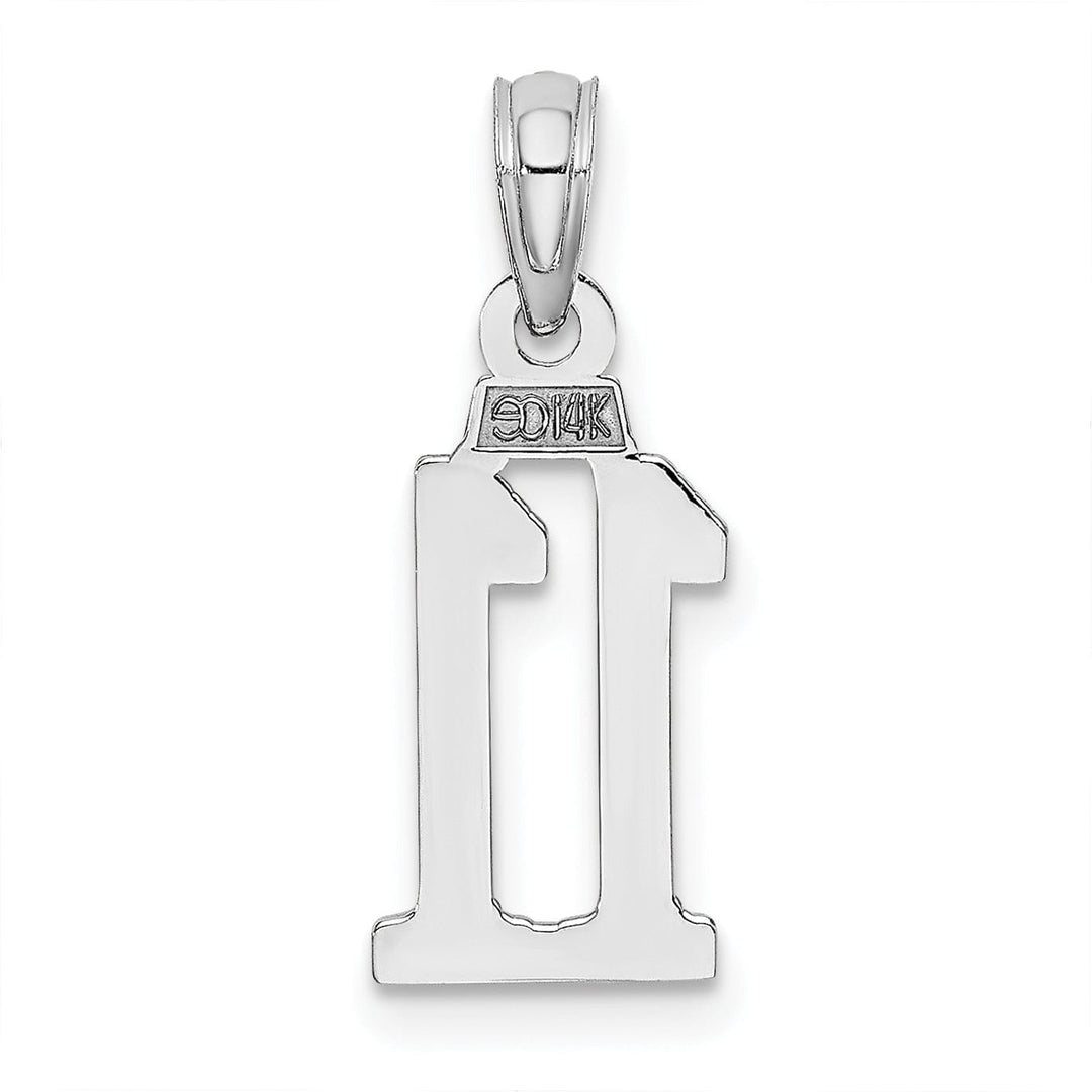 Lovely Rita's Pendants & Charms 14K White Gold Polished Finished Block Script Design Number 11 Charm Pendant