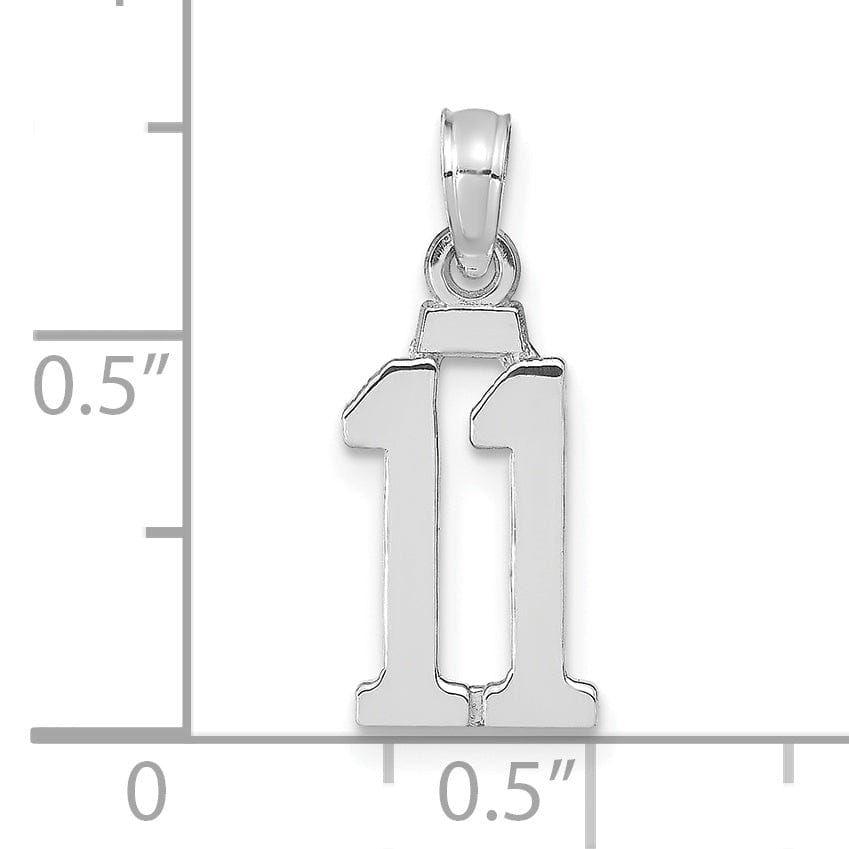 Lovely Rita's Pendants & Charms 14K White Gold Polished Finished Block Script Design Number 11 Charm Pendant