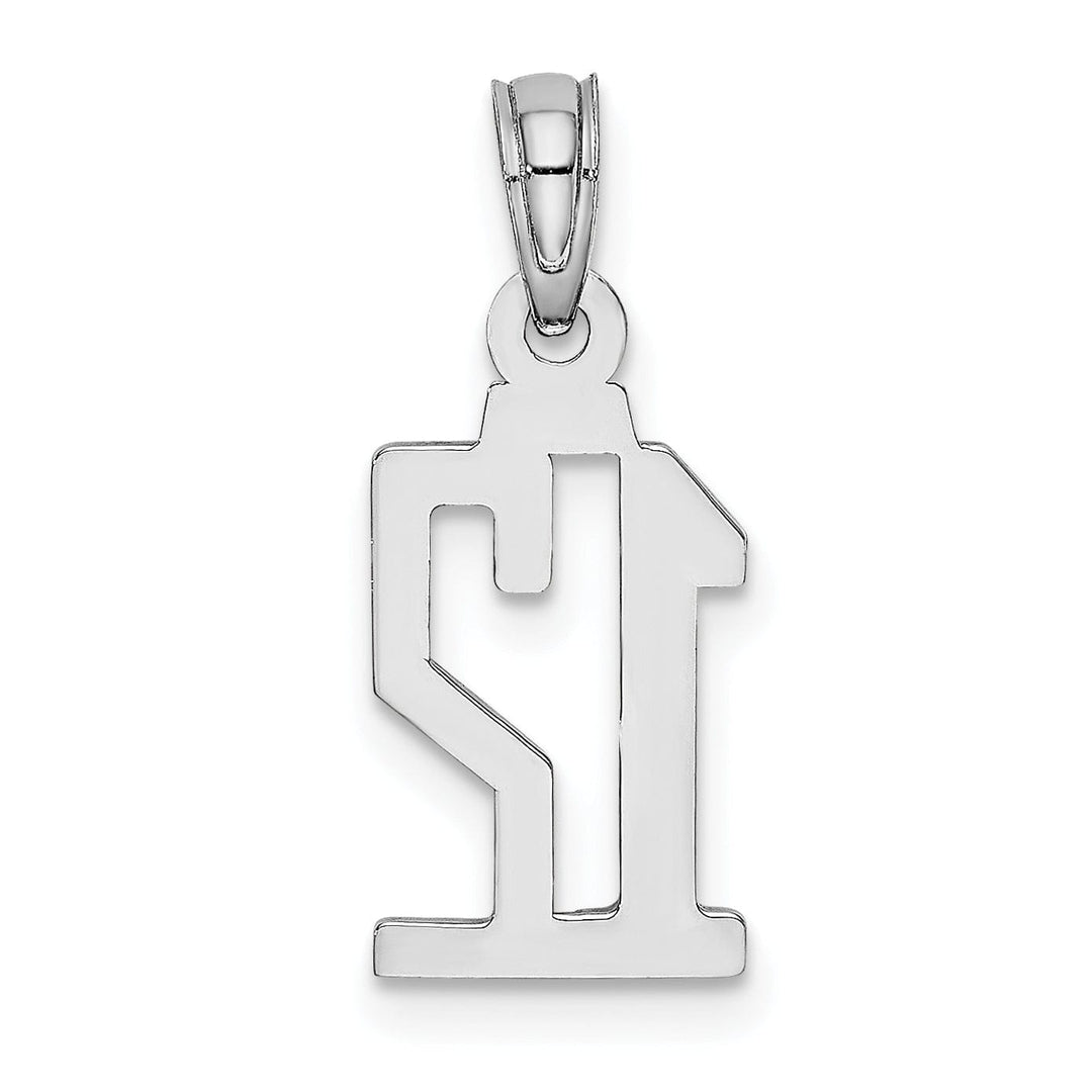 Lovely Rita's Pendants & Charms 14K White Gold Polished Finished Block Script Design Number 12 Charm Pendant