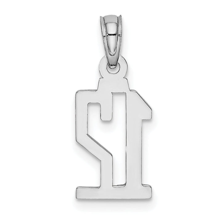 Lovely Rita's Pendants & Charms 14K White Gold Polished Finished Block Script Design Number 12 Charm Pendant