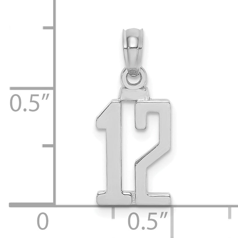 Lovely Rita's Pendants & Charms 14K White Gold Polished Finished Block Script Design Number 12 Charm Pendant