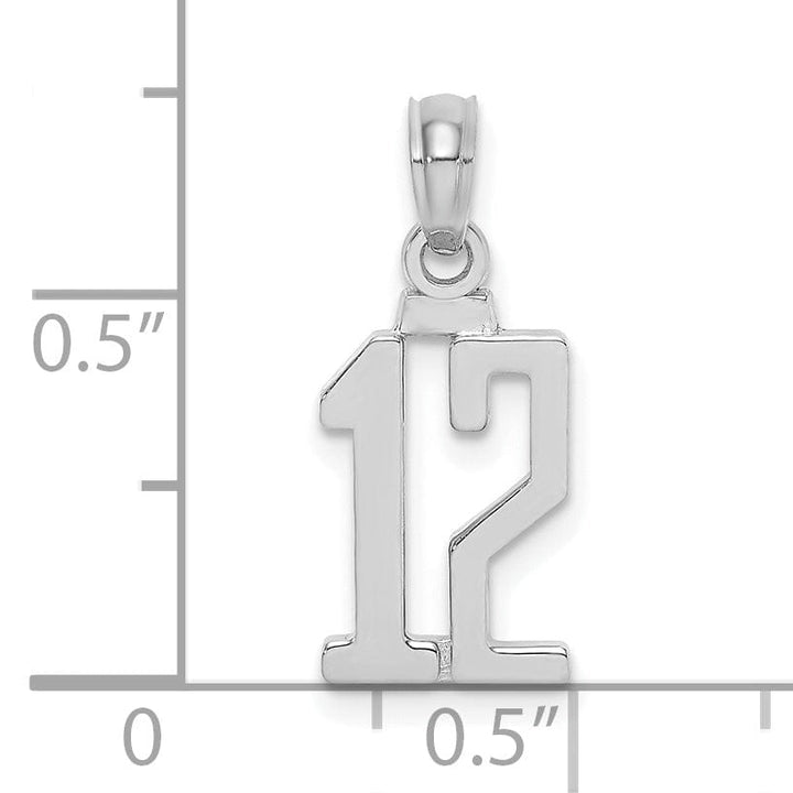Lovely Rita's Pendants & Charms 14K White Gold Polished Finished Block Script Design Number 12 Charm Pendant