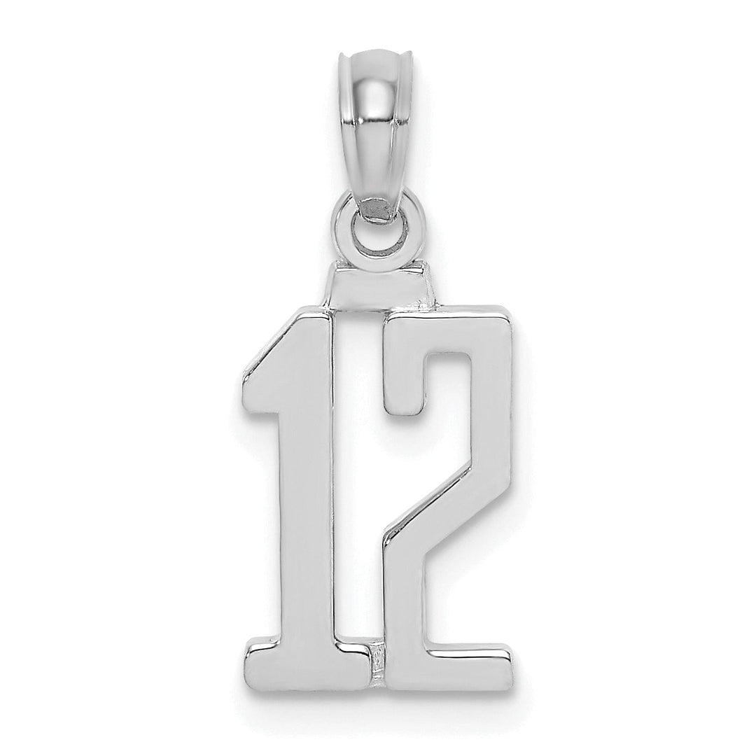 Lovely Rita's Pendants & Charms 14K White Gold Polished Finished Block Script Design Number 12 Charm Pendant