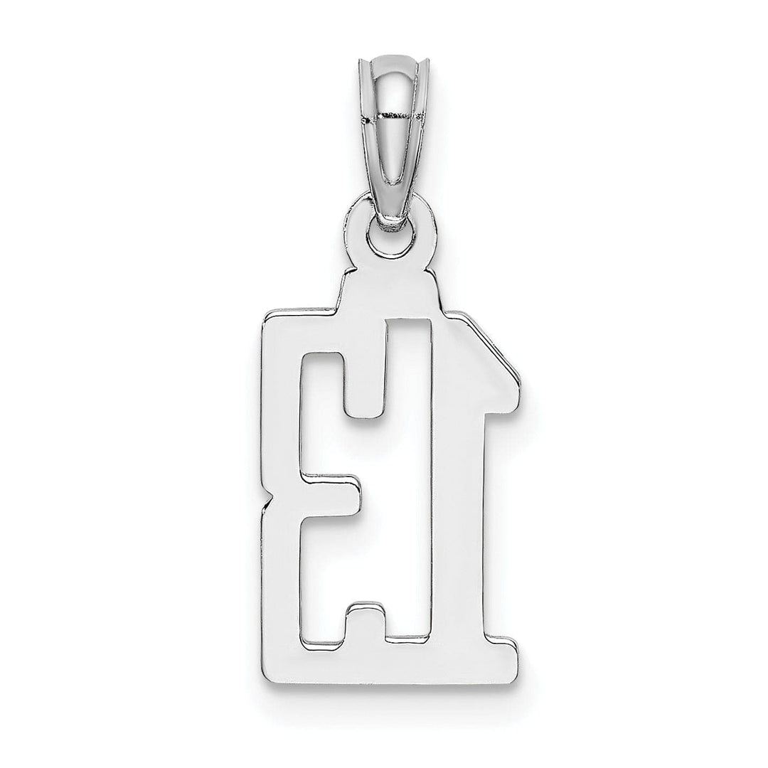 Lovely Rita's Pendants & Charms 14K White Gold Polished Finished Block Script Design Number 13 Charm Pendant