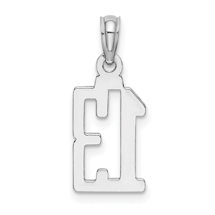 Lovely Rita's Pendants & Charms 14K White Gold Polished Finished Block Script Design Number 13 Charm Pendant