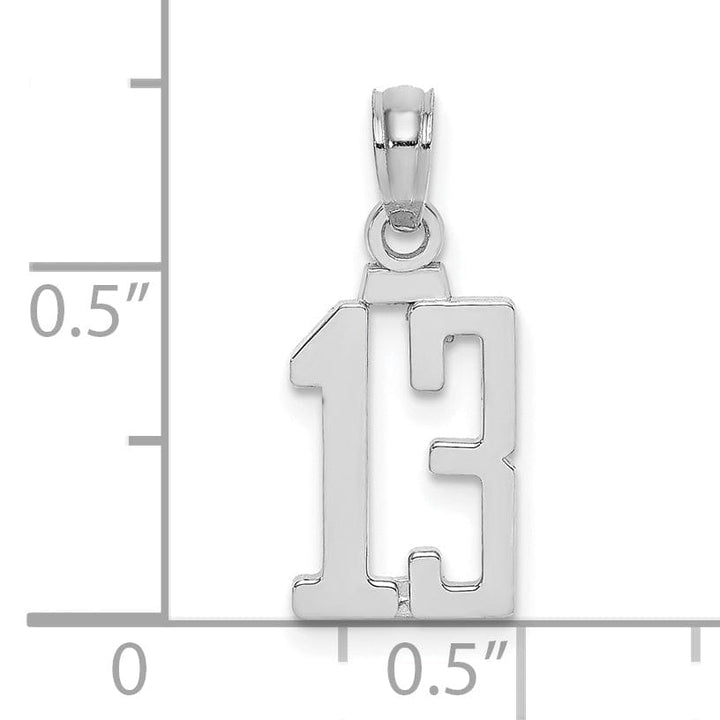 Lovely Rita's Pendants & Charms 14K White Gold Polished Finished Block Script Design Number 13 Charm Pendant