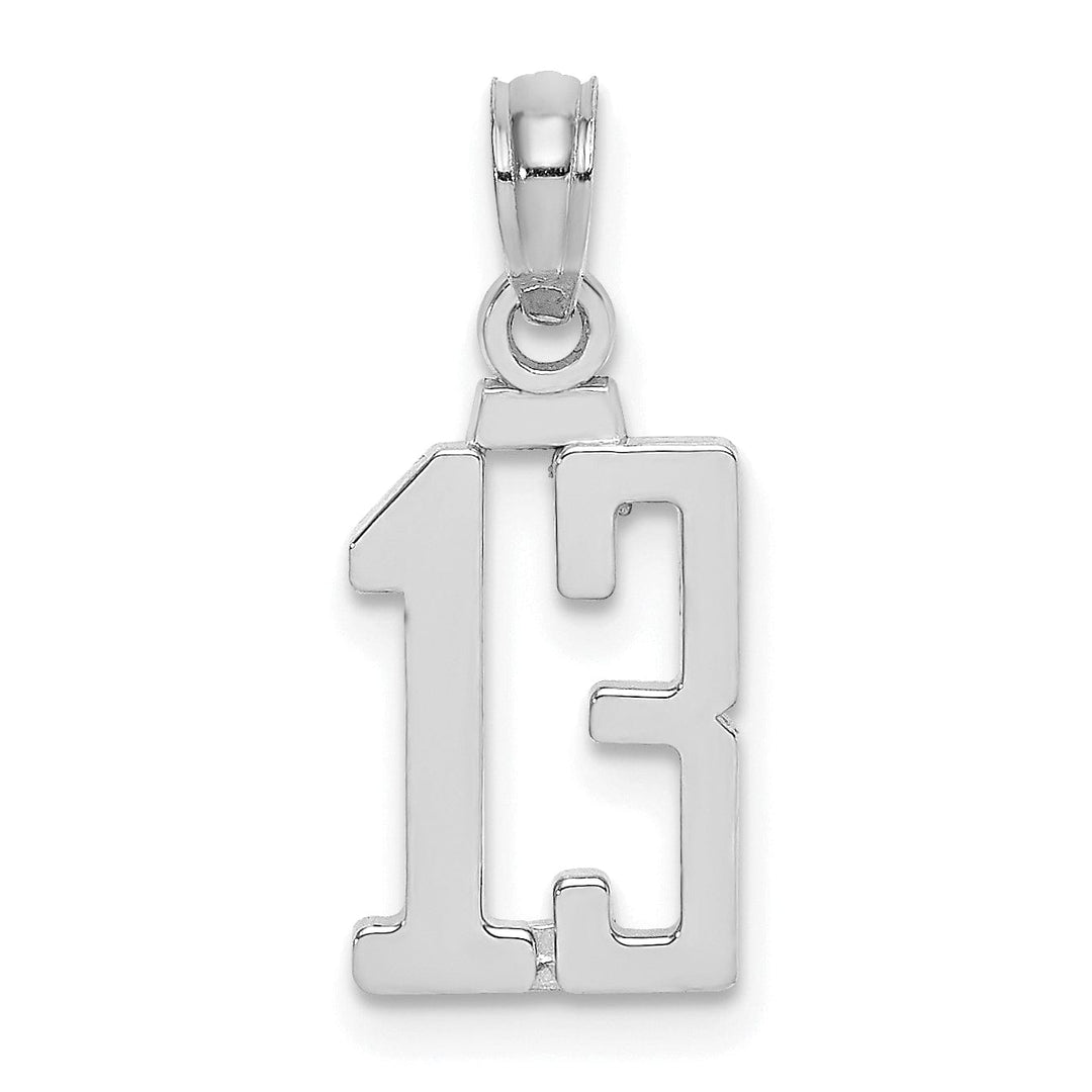 Lovely Rita's Pendants & Charms 14K White Gold Polished Finished Block Script Design Number 13 Charm Pendant