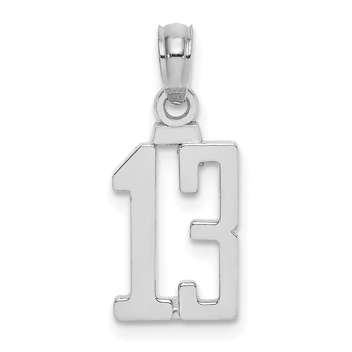 Lovely Rita's Pendants & Charms 14K White Gold Polished Finished Block Script Design Number 13 Charm Pendant