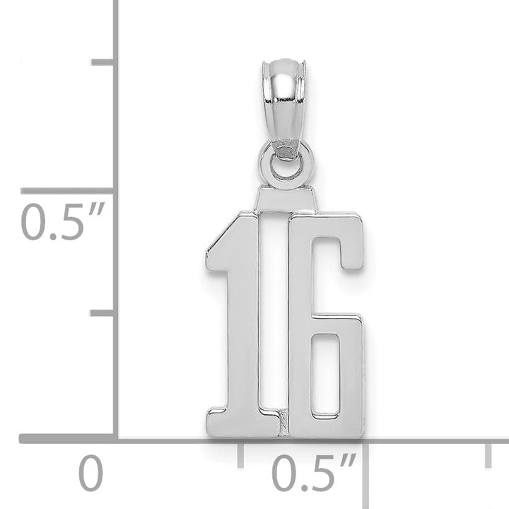 Lovely Rita's Pendants & Charms 14K White Gold Polished Finished Block Script Design Number 16 Charm Pendant