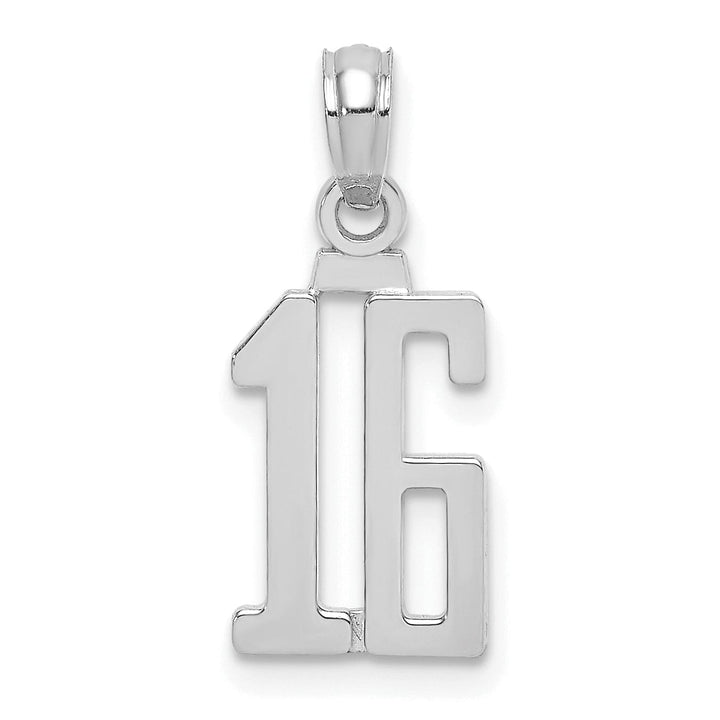 Lovely Rita's Pendants & Charms 14K White Gold Polished Finished Block Script Design Number 16 Charm Pendant
