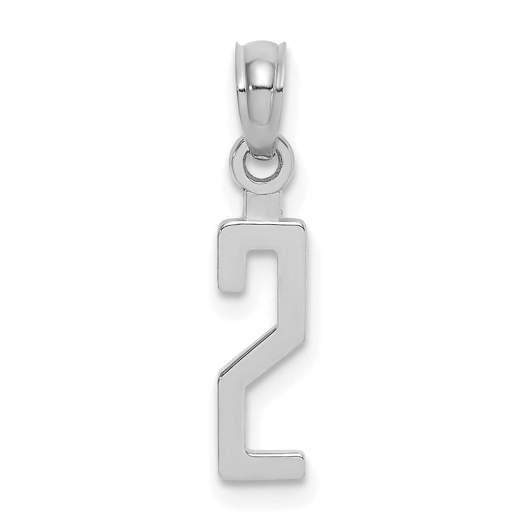 Lovely Rita's Pendants & Charms 14K White Gold Polished Finished Block Script Design Number 2 Charm Pendant