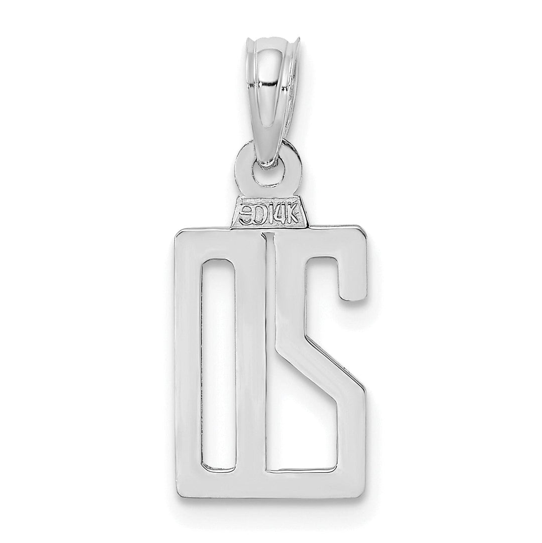 Lovely Rita's Pendants & Charms 14K White Gold Polished Finished Block Script Design Number 20 Charm Pendant