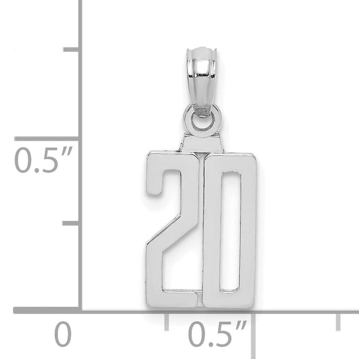 Lovely Rita's Pendants & Charms 14K White Gold Polished Finished Block Script Design Number 20 Charm Pendant