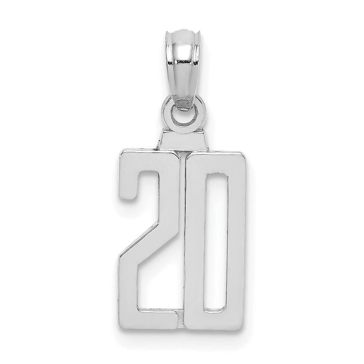 Lovely Rita's Pendants & Charms 14K White Gold Polished Finished Block Script Design Number 20 Charm Pendant