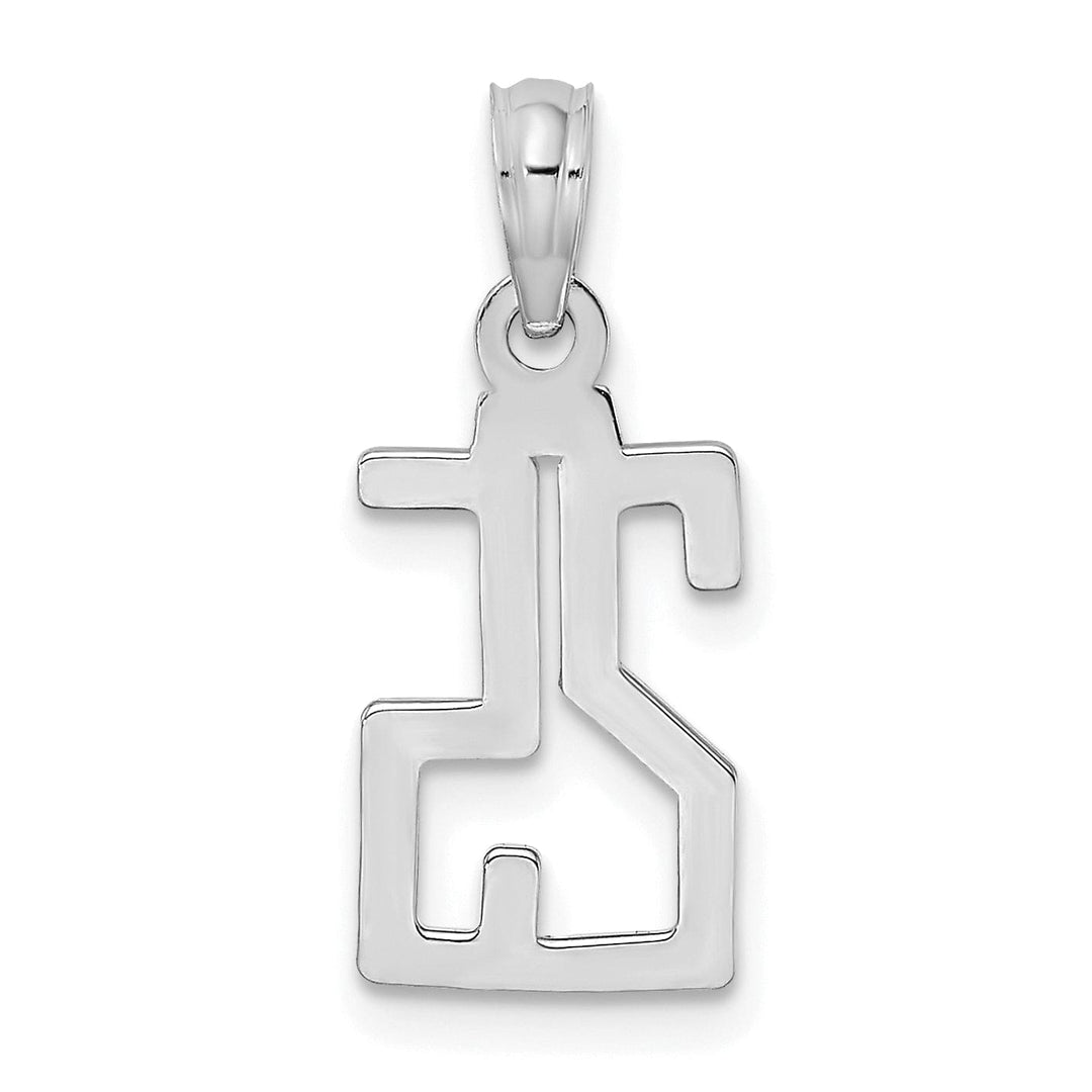Lovely Rita's Pendants & Charms 14K White Gold Polished Finished Block Script Design Number 25 Charm Pendant
