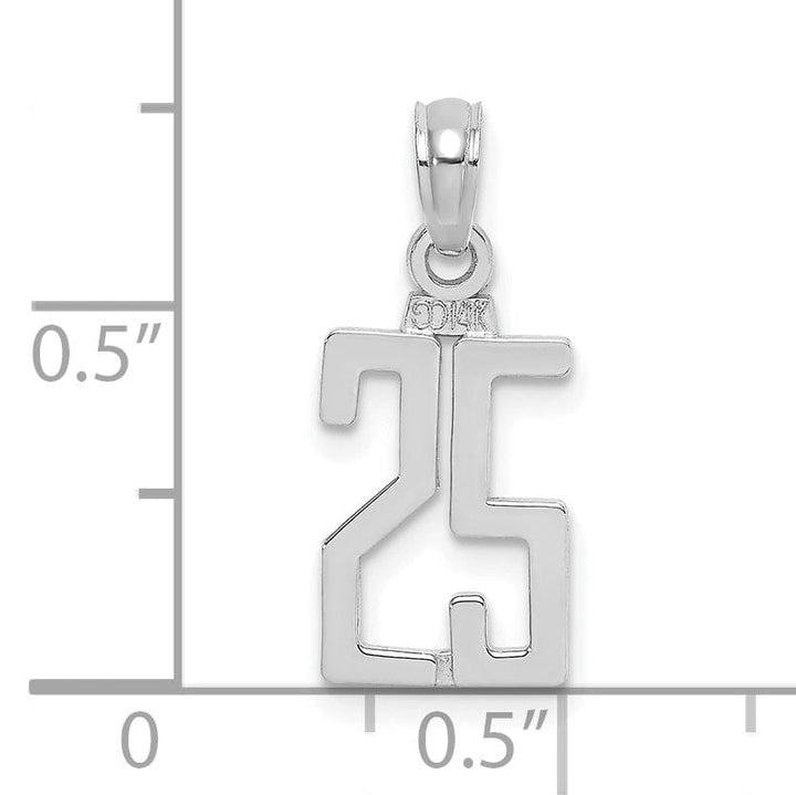 Lovely Rita's Pendants & Charms 14K White Gold Polished Finished Block Script Design Number 25 Charm Pendant
