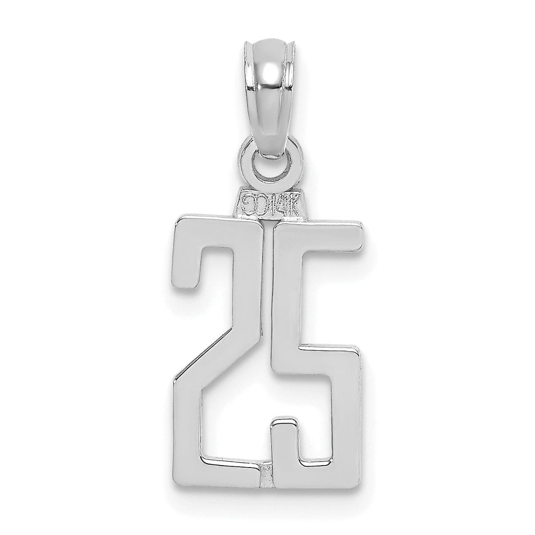 Lovely Rita's Pendants & Charms 14K White Gold Polished Finished Block Script Design Number 25 Charm Pendant