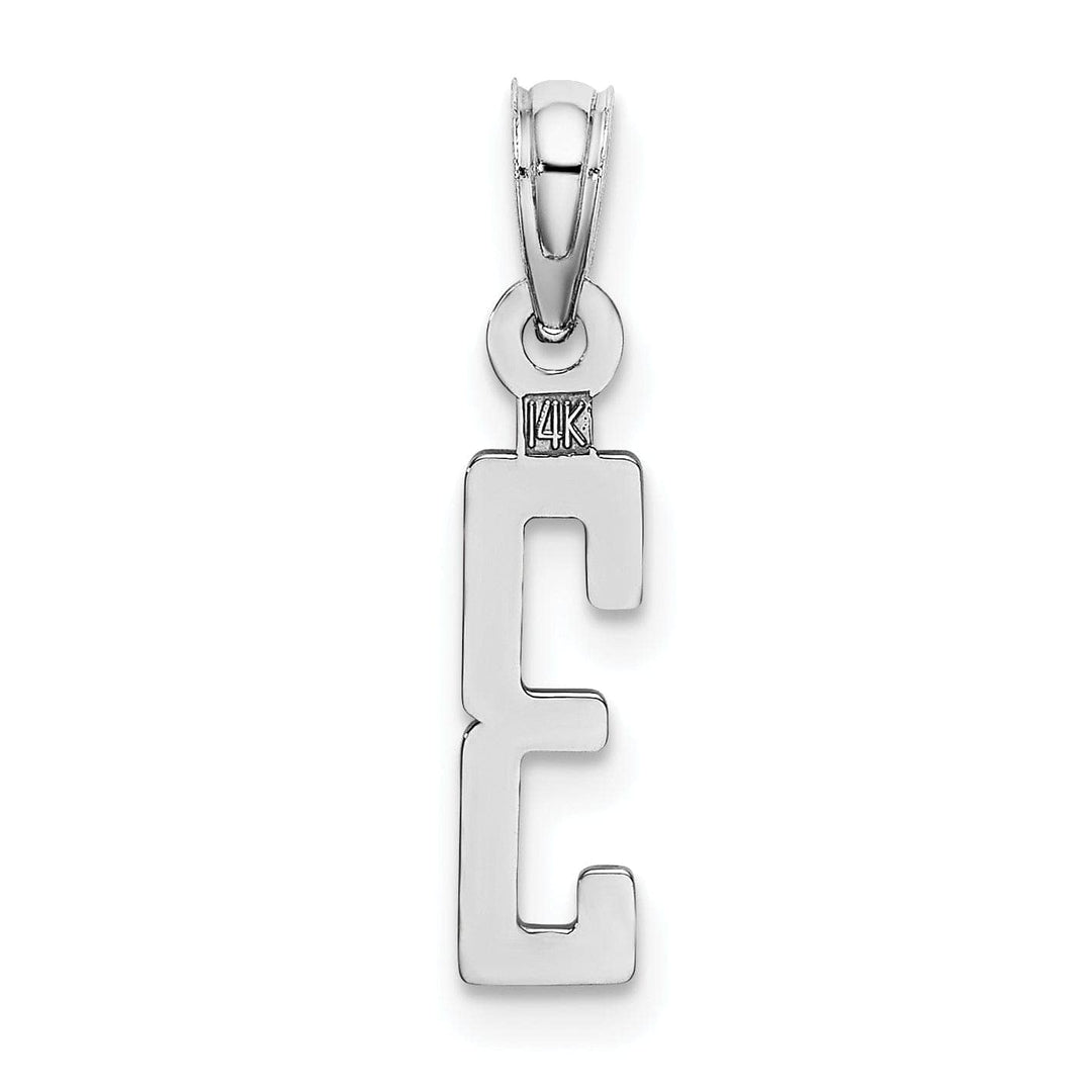 Lovely Rita's Pendants & Charms 14K White Gold Polished Finished Block Script Design Number 3 Charm Pendant