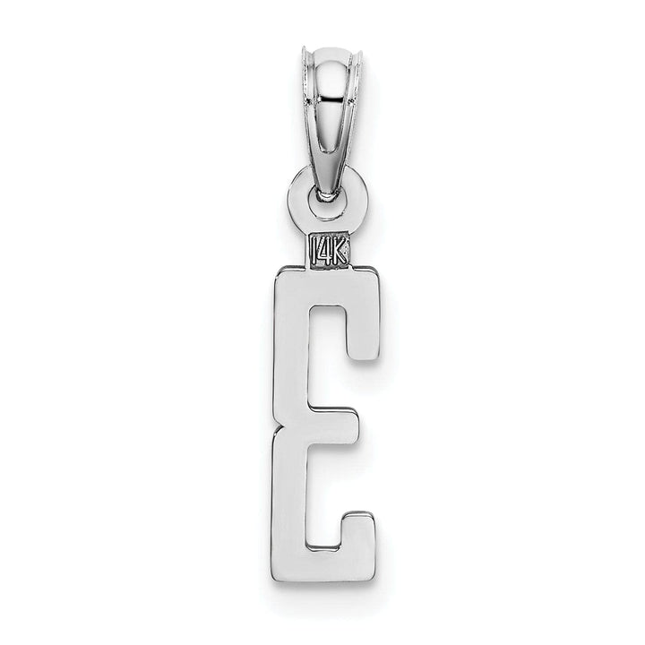 Lovely Rita's Pendants & Charms 14K White Gold Polished Finished Block Script Design Number 3 Charm Pendant