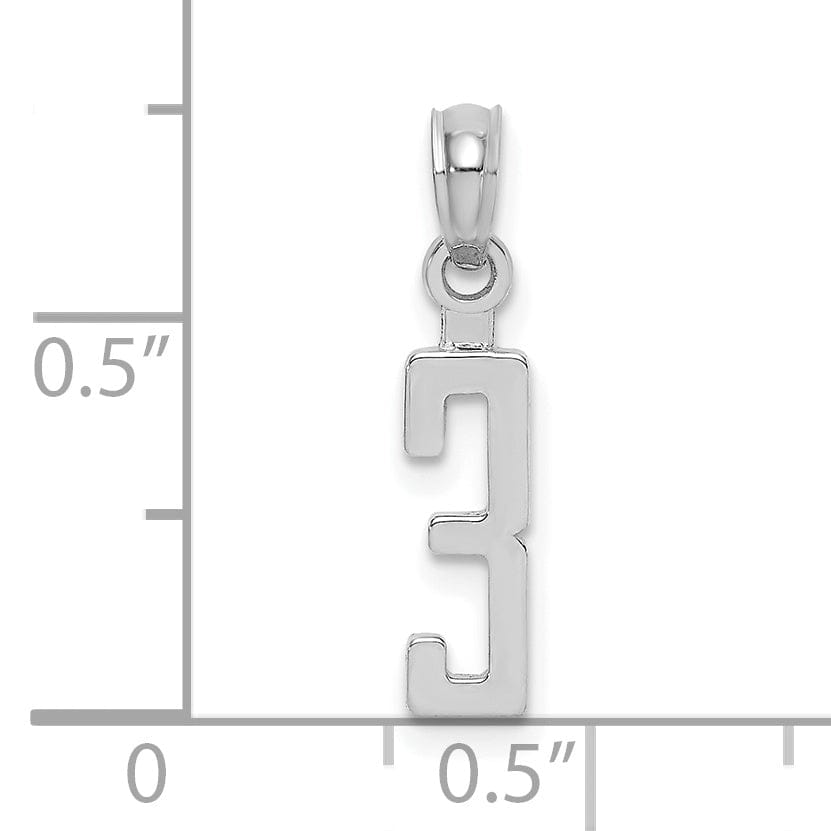 Lovely Rita's Pendants & Charms 14K White Gold Polished Finished Block Script Design Number 3 Charm Pendant