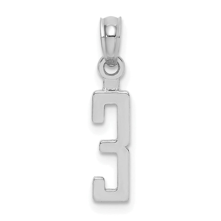Lovely Rita's Pendants & Charms 14K White Gold Polished Finished Block Script Design Number 3 Charm Pendant