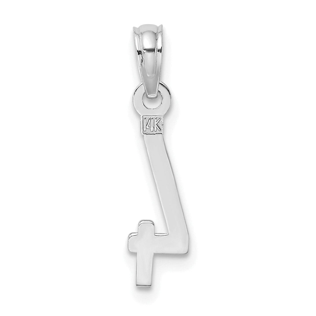 Lovely Rita's Pendants & Charms 14K White Gold Polished Finished Block Script Design Number 4 Charm Pendant
