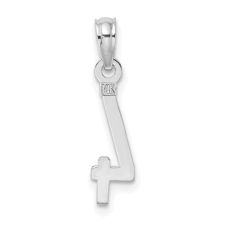 Lovely Rita's Pendants & Charms 14K White Gold Polished Finished Block Script Design Number 4 Charm Pendant