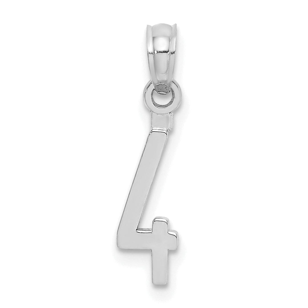 Lovely Rita's Pendants & Charms 14K White Gold Polished Finished Block Script Design Number 4 Charm Pendant
