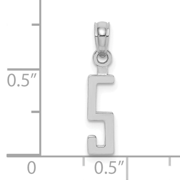 Lovely Rita's Pendants & Charms 14K White Gold Polished Finished Block Script Design Number 5 Charm Pendant