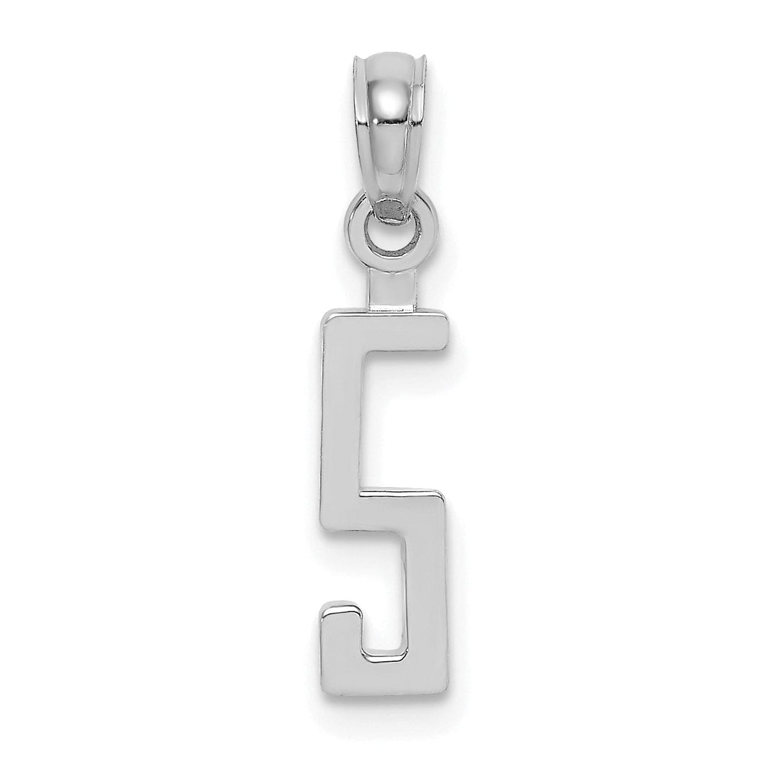 Lovely Rita's Pendants & Charms 14K White Gold Polished Finished Block Script Design Number 5 Charm Pendant