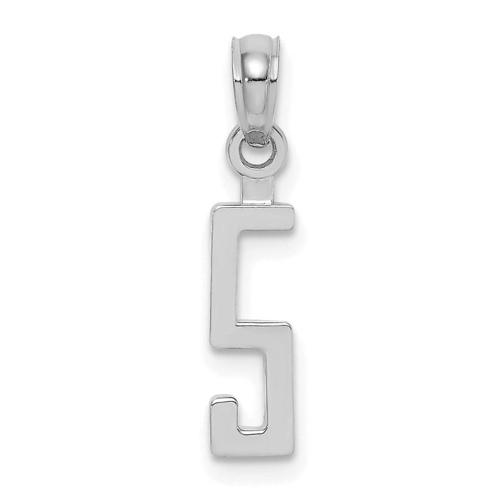 Lovely Rita's Pendants & Charms 14K White Gold Polished Finished Block Script Design Number 5 Charm Pendant
